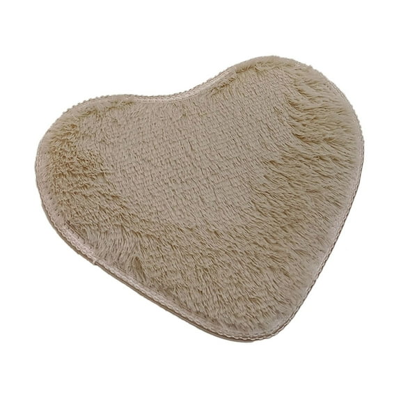 Fsqjgq Heart Shaped Rug Shaggy Floor Mat Soft Plush Area Rugs for Home Bedroom Bathroom Living Room Carpets,11"x 15" 1 Piece Khaki