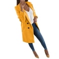 thumbnail image 1 of Fsqjgq Cute Fall Jackets for Women Women Soft Coat Long Sleeve Hairy Open Pocket Front Short Cardigan Suit Jacket Solid Button Long Coat en Anorak Jacket Women Yellow S, 1 of 6
