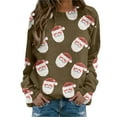 thumbnail image 1 of Fsqjgq Cute Santa Printed Christmas Hoodies for Women Casual Loose Drop Shoulder Long Sleeve Pullover Crewneck Sweatshirt Tops Bronze M, 1 of 5