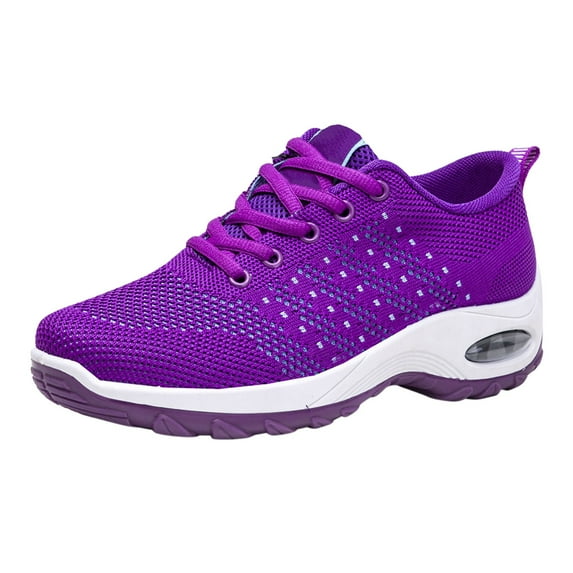 Fsqjgq Cute Shoes for Women Womens Shoes Nice Design Women Ladies Breathable Mesh Air Cushion Mesh Casual Lightweight Soft Bottom Lace Up Running Shoes Purple Asian Size 38