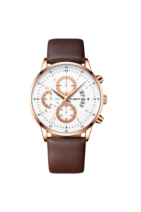 Digital Analog Watch Waterproof Leather Strap Quartz Wrist Watch for Men Bussiness Dress Casual Wristwatch F