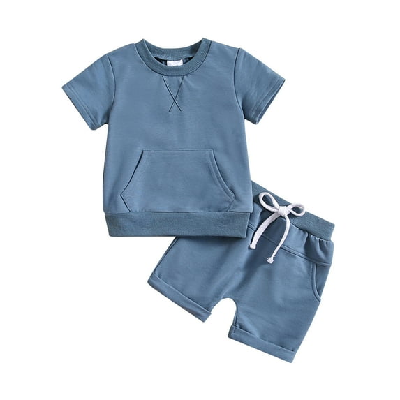 Fsqjgq Fashion Girls Clothes Outfits Girls Size 7 Clothes Child Clothing Toddler Boys Girls Short Sleeve Solid T Shirt Pullover Tops Shorts Outfits Toddler Clothes Suits Baby Girl Outfits Size 12M