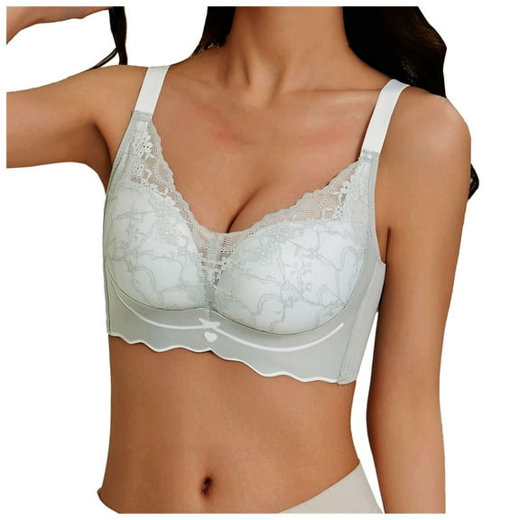 Fsqjgq Fashion Wireless Bras for Women Gathered Push Up Sports Bra Floral Lace Bralettes Full Coverage Back Support Comfort Everyday Bra Tank Tops 36
