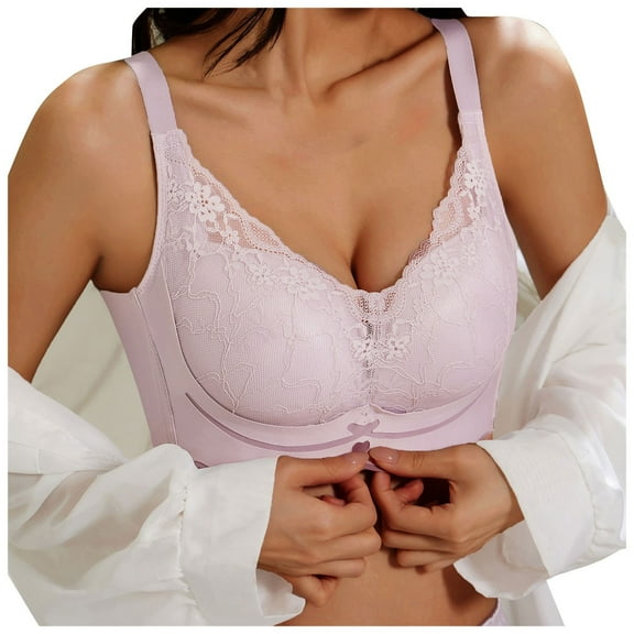 Fsqjgq Fashion Wireless Bras for Women Gathered Push Up Sports Bra Floral Lace Bralettes Full Coverage Back Support Comfort Everyday Bra Tank Tops 38