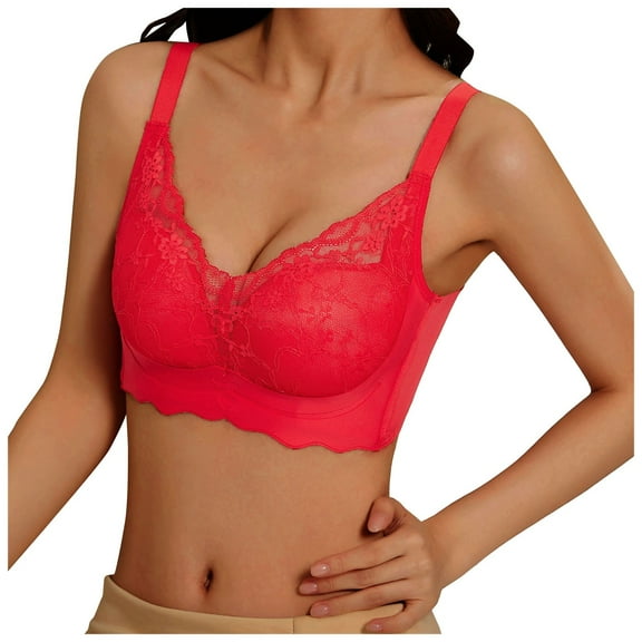 Fsqjgq Fashion Wireless Bras for Women Gathered Push Up Sports Bra Floral Lace Bralettes Full Coverage Back Support Comfort Everyday Bra Tank Tops 38