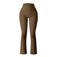 thumbnail image 1 of Fsqjgq Flare Leggings for Women Black Brown Solid Ribbed Seamless Workout Sports Yoga Leggings High Waist Bell Bottoms Pants Coffee L, 1 of 4