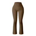 thumbnail image 1 of Fsqjgq Flare Leggings for Women Black Brown Solid Ribbed Seamless Workout Sports Yoga Leggings High Waist Bell Bottoms Pants Coffee M, 1 of 4
