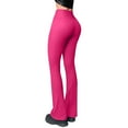 thumbnail image 1 of Fsqjgq Flare Leggings for Women Black Brown Solid Ribbed Seamless Workout Sports Yoga Leggings High Waist Bell Bottoms Pants Hot Pink L, 1 of 5