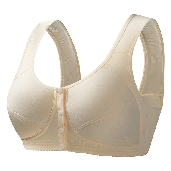 Fsqjgq Front Closure Daisy Bras for Women Comfort Plus Size Wireless Bras for Mother Older Full Coverage Push Up Bra Underwear Everyday Sports Bra XXXL