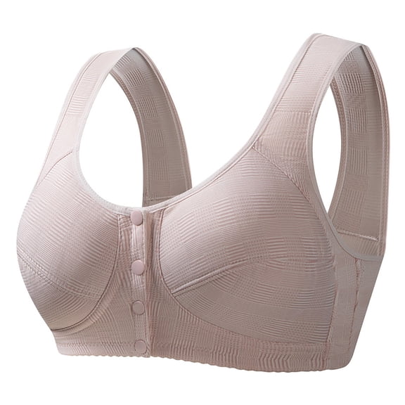 Fsqjgq Front Closure Daisy Bras for Women Comfort Plus Size Wireless Bras for Mother Older Full Coverage Push Up Bra Underwear Everyday Sports Bra S