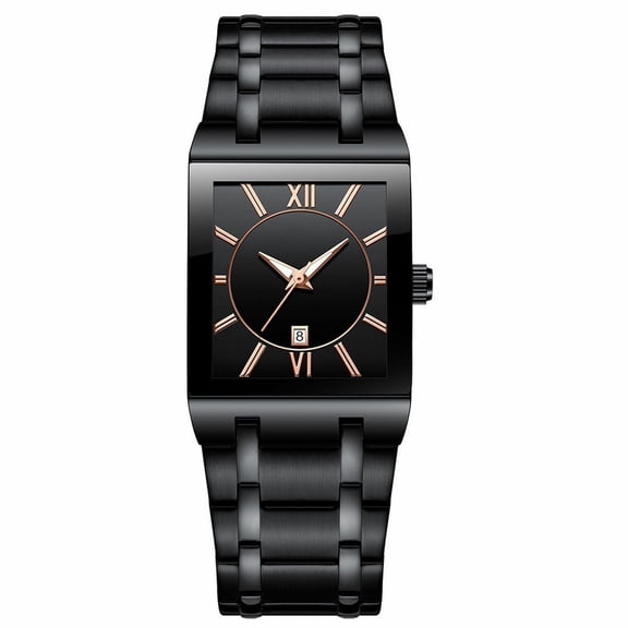 Fsqjgq Gold Watches for Men Waterproof Stainless Steel Mesh Band Quartz Wristwatch Business Dress Watch E