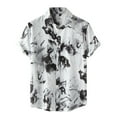 thumbnail image 1 of Fsqjgq Hawaiian Shirt for Men Black White Print Casual Shirt Summer Short Sleeve Button down Shirts Black Xl, 1 of 7