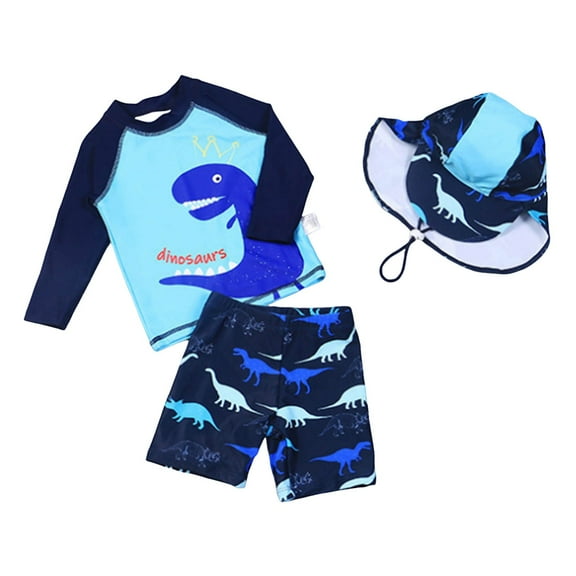 Fsqjgq Toddler Boys Two Piece Swimsuit Set Toddler Baby Boy Clothes Swimwear Dinosaur Swimsuit Rash Guard and Hat Clothing Sets 7-8 Years