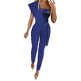 thumbnail image 1 of Fsqjgq Jumpsuit for Women Fashion Splicing Sequins Cold Shoulder Rompers Clubwear Slim Fit Long Trousers Jumpsuit with Waist Band Party Outfits(Blue,Xl), 1 of 7