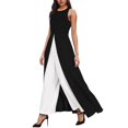 thumbnail image 1 of Fsqjgq Jumpsuits for Women Black Playsuit Fashion Casual Sleeveless Round Neck Shape Body Contrast Color Dress Jumpsuit Wide Leg Pants Bib Overalls Dressy Jumpsuits for Women Elegant 2XL, 1 of 5