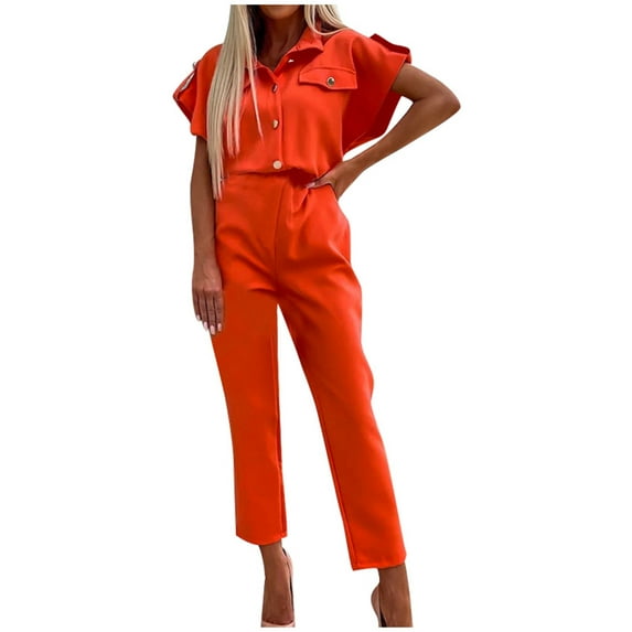 Fsqjgq Jumpsuits for Women Plus Size Rompers Overalls Womens Vacation Outfits 2024 Button Up Waist Tie Belt Flowy Wide Leg Sleeveless Jumpsuit Bib Overalls Jumpsuits Baggy Romper Summer Casual Off