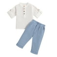 thumbnail image 1 of Fsqjgq Kids Clothes Girls Fashion Girls Clothes Toddler Boys Girls Half Sleeve Solid T Shirt Pullover Tops Pants Outfits Clothing Sets Kids Clothes 2 Piece Outfits Baby Girl Outfits Size 110, 1 of 6