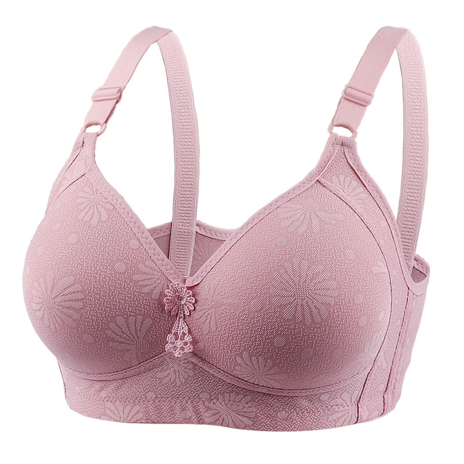 Fsqjgq Lace Bras for Women Ladies Plus Size Underwear Solid Breathable  Wireless Brassiere Push up Small Chest Gathered Bra Lingerie Top Pink 90C