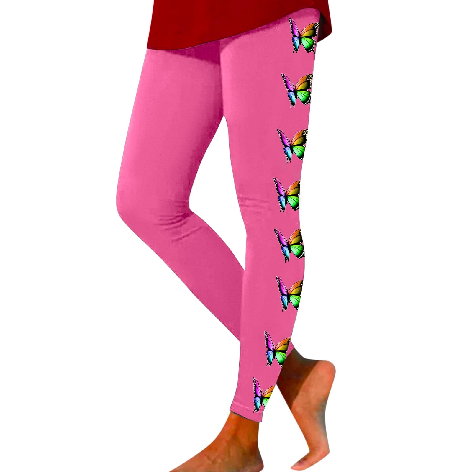Flowers Plants Butterfly Print Fitness Leggings Women's Yoga Pants