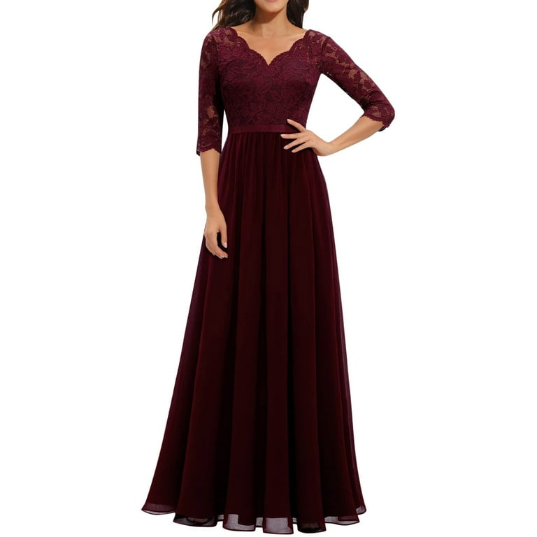 Stitching Lace V-Neck Evening Dress Stitching Lace V-Neck Evening Dress