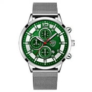 Fsqjgq Luminous Watches for Men Stainless Steel Mesh Band Date Digital Analog Watch Dress Business Quartz Wristwatch G