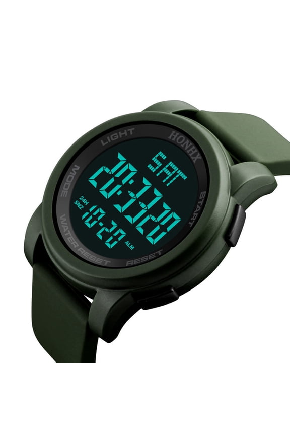 Men's Digital Sports Watch Waterproof Outdoor Easy Reader Date Casual Watches with Expansion Band Green