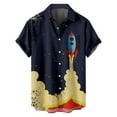 thumbnail image 1 of Fsqjgq Mens Shirts Cartoon Space Printed Hawaiian Shirt for Men Short Sleeve Casual Button down Blouse Top Yellow L, 1 of 6
