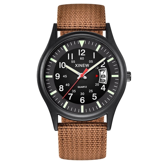 Fsqjgq Mens Watches with Nylon Expansion Band Luminous Pointer Digital Analog Watch Quartz Wrist Watches D