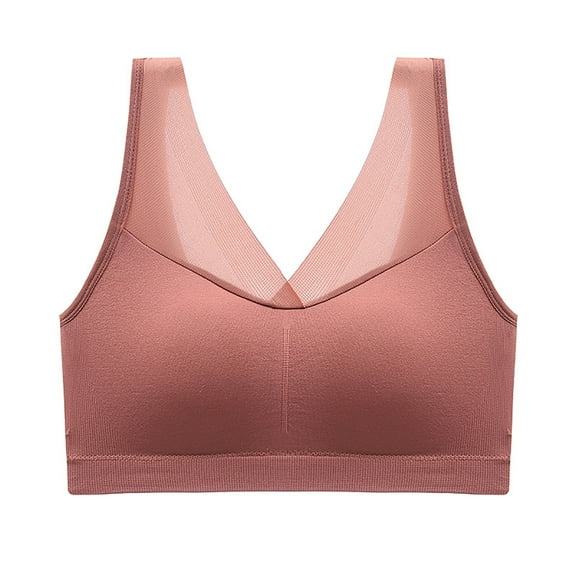 Fsqjgq Mesh Patchwork Sports Bras for Women Breathable Seamless Wireless Posture Correcting Wide Straps Plus Size Bralettes Comfort Underwear Push Up Bra L