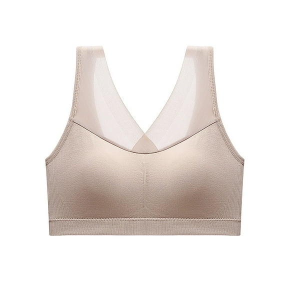 Fsqjgq Mesh Patchwork Sports Bras for Women Breathable Seamless Wireless Posture Correcting Wide Straps Plus Size Bralettes Comfort Underwear Push Up Bra L