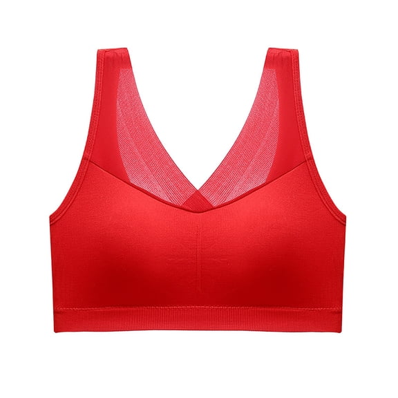 Fsqjgq Mesh Patchwork Sports Bras for Women Breathable Seamless Wireless Posture Correcting Wide Straps Plus Size Bralettes Comfort Underwear Push Up Bra XL