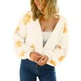 thumbnail image 1 of Fsqjgq Oversized Cardigan Sweater for Women Fall Winter Fashion Flower Print Overcoat Batwing Sleeve Outwear Jacket Crop Tops XL,Beige, 1 of 7