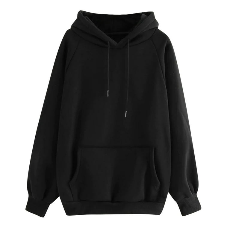 Fsqjgq Oversized Sweatshirt for Women Korean Fashion Hoodies with Pocket Long Sleeve Solid Drawstring Pullover Teen Girls Fall Tops Black Xl Fsqjgq Oversized Sweatshirt for Women Korean Fashion Hoodies with Pocket Long Sleeve Solid Drawstring Pullover Teen Girls Fall Tops Black Xl