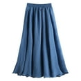 thumbnail image 1 of Fsqjgq Pencil Skirt Boho Skirts for Women Leather Skirt Skirts for Women Summer Summer Cotton Maxi Skirt High Waist Mid Length A Line Loose Elastic Belt Pleated Skirt Versatile White Skirts M, 1 of 3