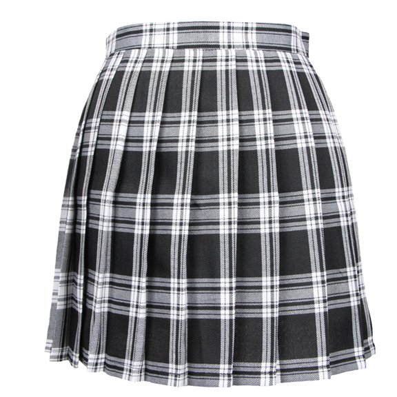 Fsqjgq Pencil Skirt Business Casual Skirts for Women Plaid Skirt Falda Boho Midi Skirt Pleated Skirt Plaid Pattern Mini Campus Skirt High Waist Knee Length High Waisted Black Skirts M