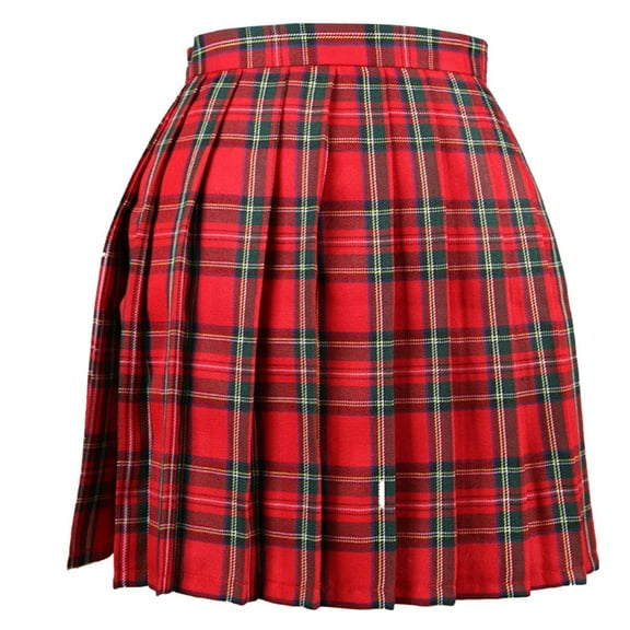 Fsqjgq Pencil Skirt Gothic Skirts for Women Mini Skirt Falda Beige Skirt Pleated Skirt Plaid Pattern Mini Campus Skirt High Waist Knee Length High Waisted Black Skirts XXL