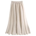 thumbnail image 1 of Fsqjgq Pleated Skirt Elegant Skirts for Women Long Skirt Falda Denim Skirt Women's Summer Cotton Maxi Skirt High Waisted Mid Length A Line Loose Elastic Belt Pleated Skirt Versatile White Skirts M, 1 of 3