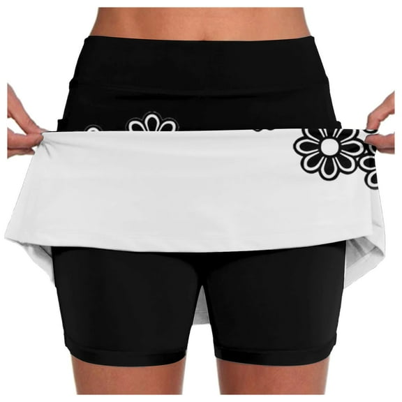 Fsqjgq Pleated Skirt Elegant Skirts for Women Long Skirt Womens Linen Skirt Tennis Skirts High Waisted Mini Skirt with Pockets Inner Shorts for Athletic Skorts Sports Running Pleated Skirt L