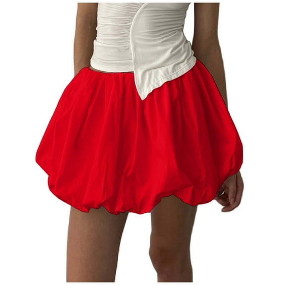 Fsqjgq Pleated Skirt Gothic Skirts for Women Mini Skirt High Waisted Maxi Skirt Y2K Bubble Skirt High Waisted Sweet A Line Flared Pleated Skirt Midi Tulle Petticoat Puffy Ruffle Skater Skirt XL