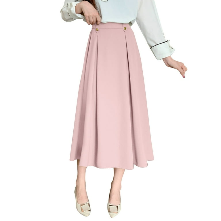 Pink Skirt Pleated Skirt Summer Outfit Elegant Pink Plus Size 40