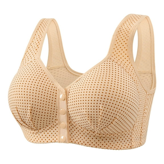Fsqjgq Plus Size Front Closure Bras for Women Elderly Mother's Underwear Cotton Bralettes Full Coverage Push Up Sports Bra Comfort Soft Everyday Bras 44