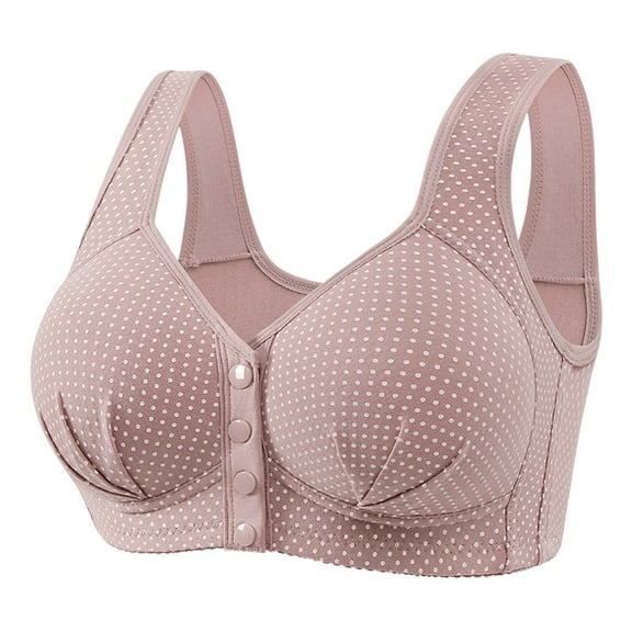 Fsqjgq Plus Size Front Closure Bras for Women Elderly Mother's Underwear Cotton Bralettes Full Coverage Push Up Sports Bra Comfort Soft Everyday Bras 46
