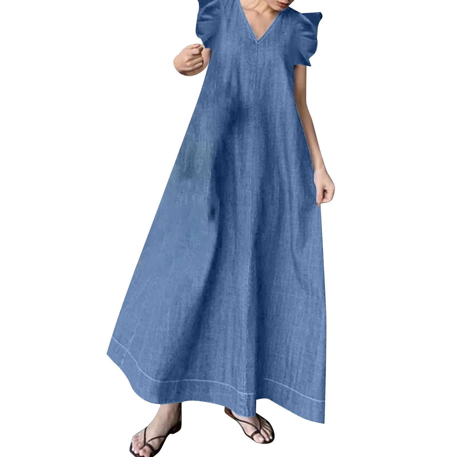 oversized denim dress womens Alembika Liberty Oversized Shift Dress, Denim Denim / 7 (US 18-20)