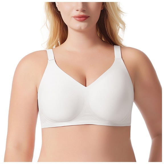 Fsqjgq Plus Size Push Up Bras for Women Jelly Seamless Sports Bra Sexy Back Support Full Coverage Wireless Bra Bralettes Comfort Underwear XL