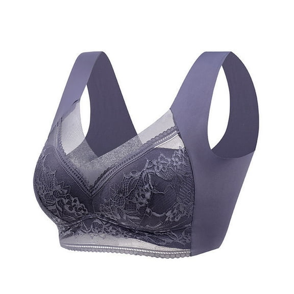 Fsqjgq Plus Size Sexy Lace Bras for Women Seamless Bralettes Full Coverage Wireless Sports Bras Everyday T Shirt Bras Comfort Thin Cup Bralettes L