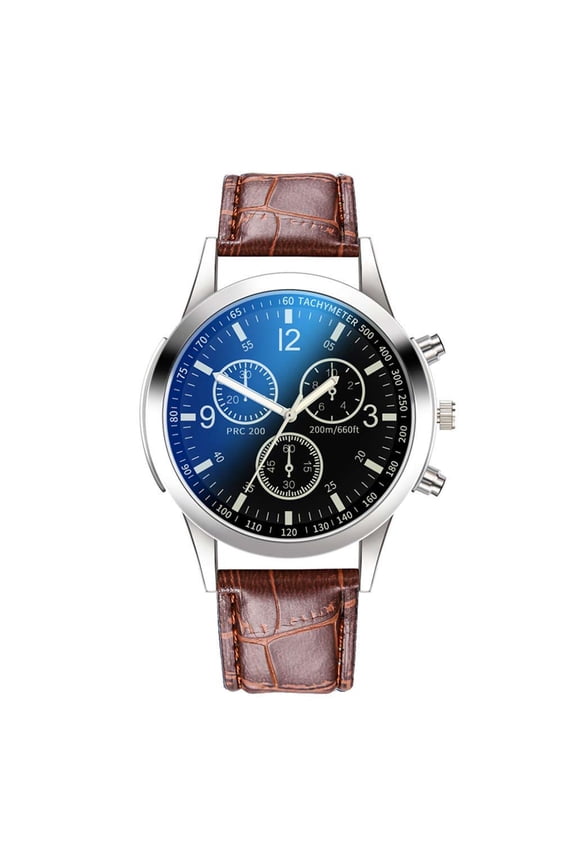 Quartz Watches for Men Leather Strap Waterproof Digital Analog Watch Bracelet Casual Dress Wristwatch D