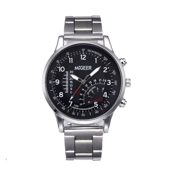 Fsqjgq Quartz Watches for Men with Stainless Steel Mesh Expansion Band Digital Analog Watch