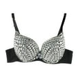 thumbnail image 1 of Fsqjgq Sequined Rhinestone Bras for Women Punk Style Push up Gathered Bra Stage Dance Lingerie Plus Size Underwear White S, 1 of 7