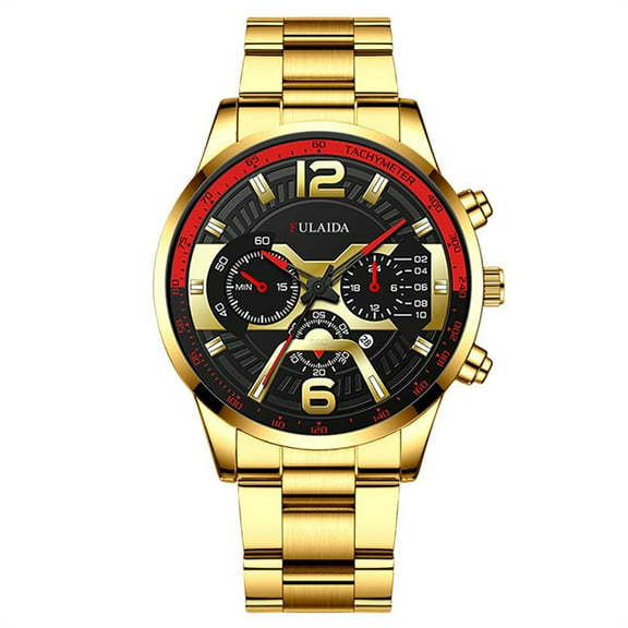 Fsqjgq Silver Quartz Watches for Men Stainless Steel Calendar Digital Analog Watch Waterproof Dress Wristwatch I