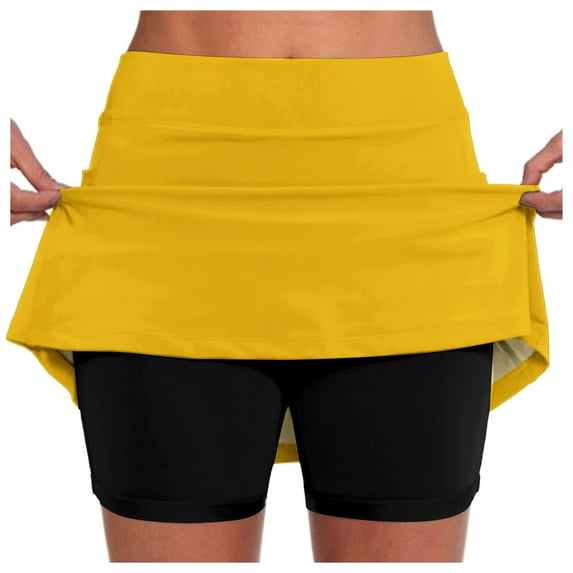 Fsqjgq Skater Skirt Gothic Skirts for Women Cargo Skirt Tummy Control Skirt Tennis Skirts High Waisted Mini Skirt with Pockets Inner Shorts for Athletic Skorts Sports Running Pleated Skirt S